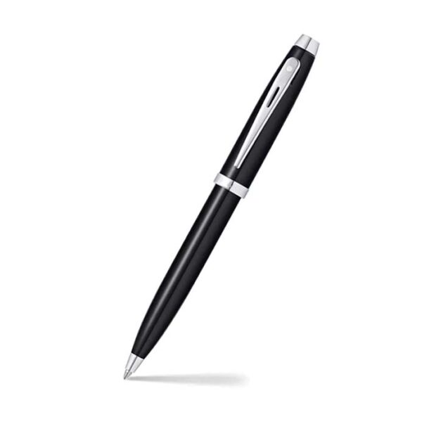 Glossy Black 100 Ballpoint Pen with Chrome Trims and Business Card Holder - Image 2