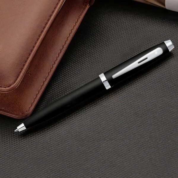 Sheaffer® 100 Matte Black Ballpoint Pen With Chrome Trims - Image 2