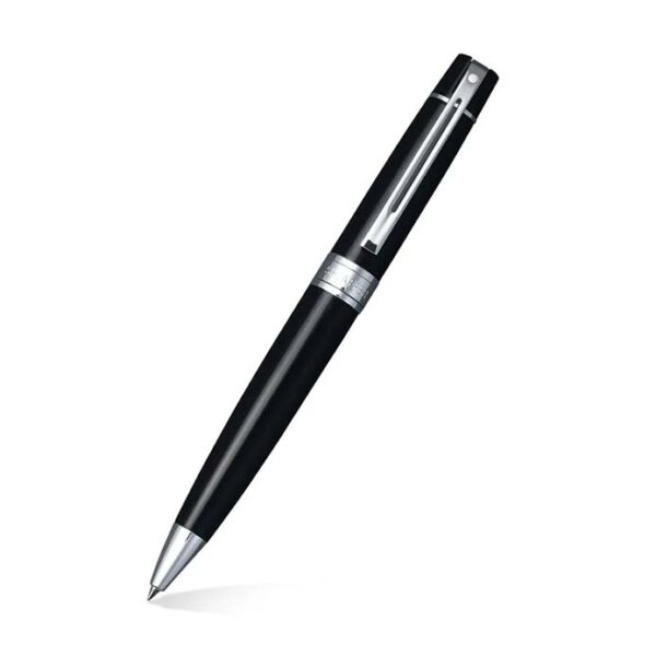 Glossy Black 300 Ballpoint Pen with Chrome Trims and Credit Card Holder - Image 2