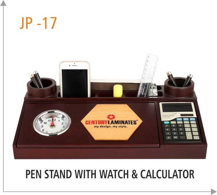 Pen stand with watch & calculator